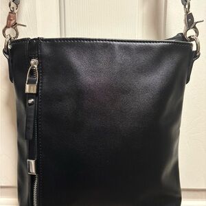 Sondra Roberts Black Crossbody Bag with Silver Hardware